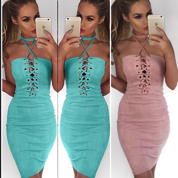 🦋🦋 Brazilian Bodycon Sexy Suede Mini Dress - Picture 2 of 8